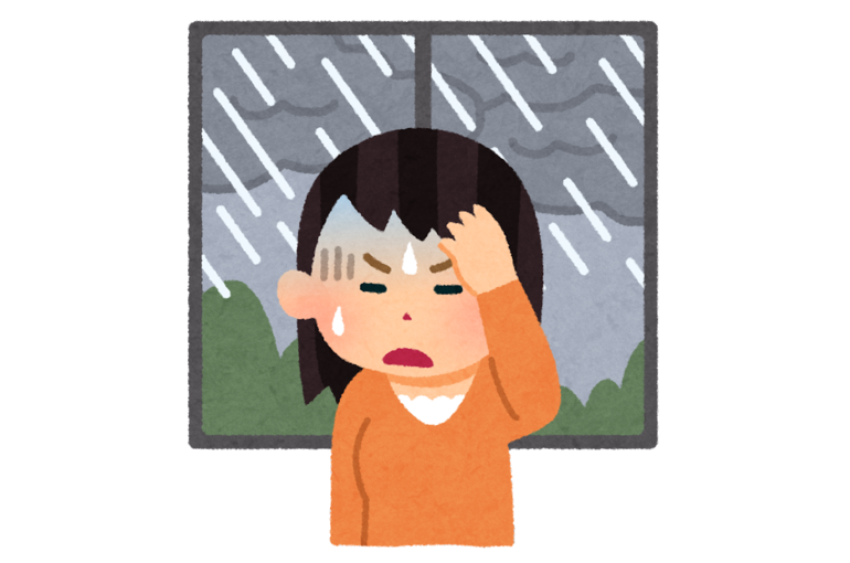 低気圧頭痛イラスト
